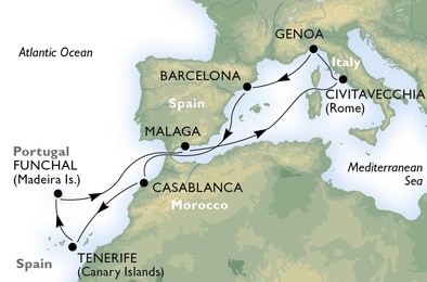 Cruise - mediterranean - Italy,Spain,Morocco,Portugal