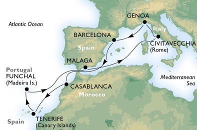 Cruise - mediterranean - Spain,Italy,Morocco,Portugal
