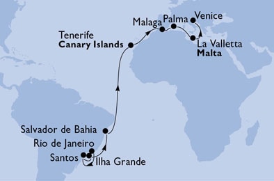 Cruise - transatlantic - Brazil,Spain,Malta,Italy Cruise - transatlantic - Brazil,Spain,Malta,Italy