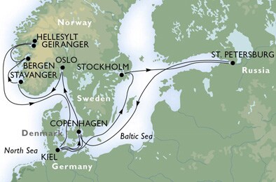 Cruise - northern europe - Denmark,Norway,Germany,Sweden,Russian Federation