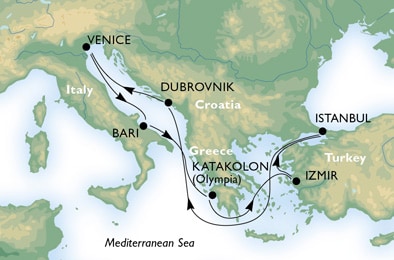 Cruise - mediterranean - Italy,Greece,Turkey,Croatia