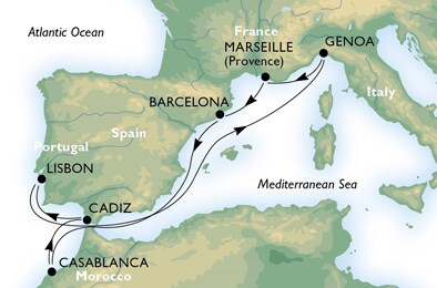 Cruise - mediterranean - France,Spain,Morocco,Portugal,Italy