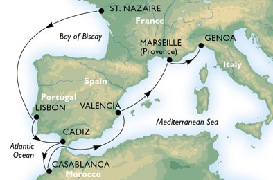 Cruise - mediterranean - France,Portugal,Spain,Morocco,Italy