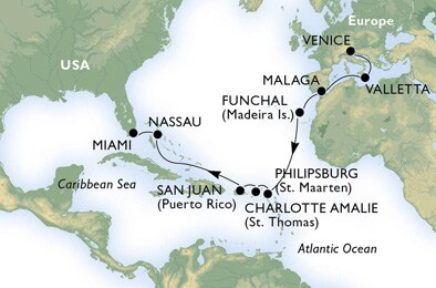 TRANSATLANTIC - Italy, Malta, Spain, Portugal, St. Maarten, Virgin Islands (U.S.), Puerto Rico, Bahamas, United States