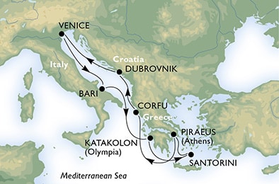 Cruise - mediterranean - Italy,Greece,Croatia