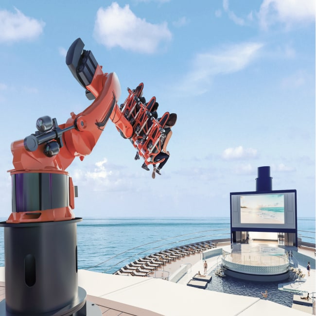 Robotron thrill ride onboard MSC Seascape