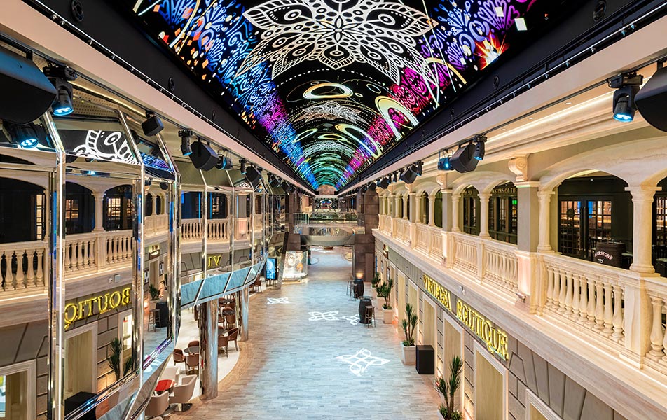 A 300 foot long LED ceiling onboard MSC Virtuosa