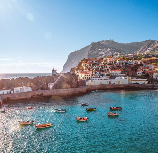 Stunning sunset view of Funchal in Madeira, Portugal.