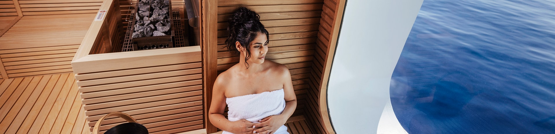A woman enjoys of the MSC Cruises Spa Area