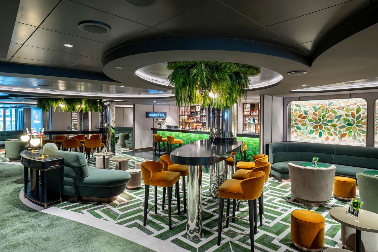 Cocktail bar with inviting seating area and modern décor on MSC Seascape | MSC Cruises