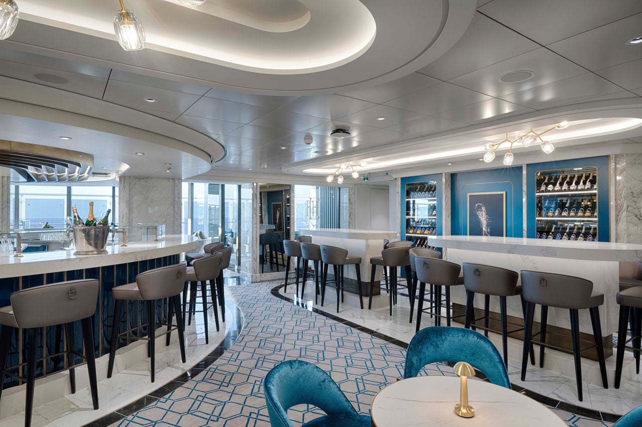 Fizz Champagne Bar with inviting seating areas aboard MSC World America | MSC Cruises