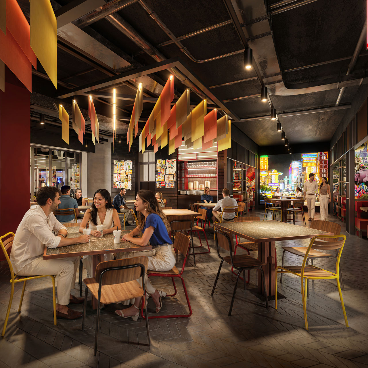 Guests enjoy a vibrant atmosphere in a pan-Asian street food restaurant onboard | MSC Cruises
