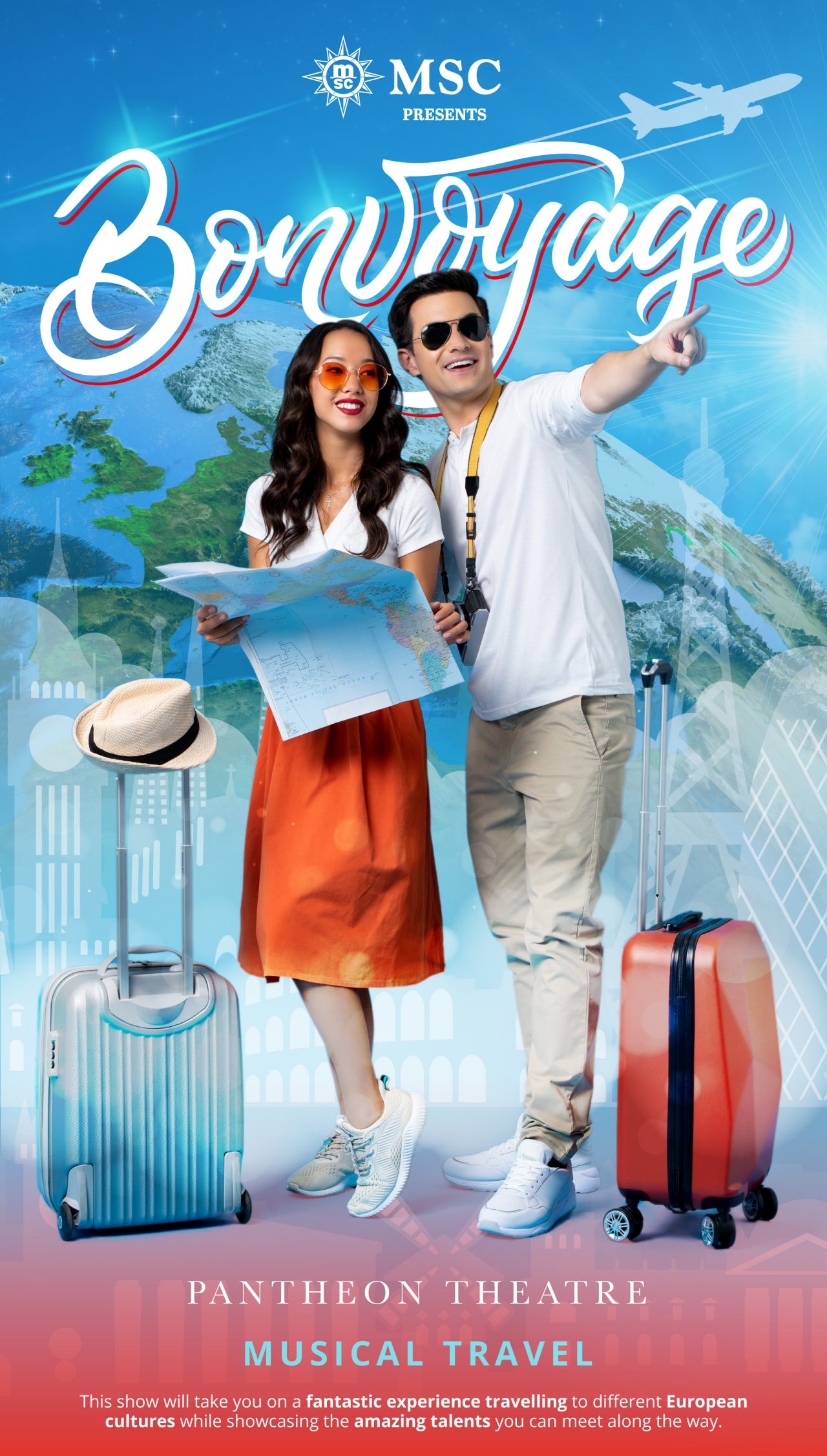 Two people with suitcases are excited to embark on a cruise adventure | MSC Cruises