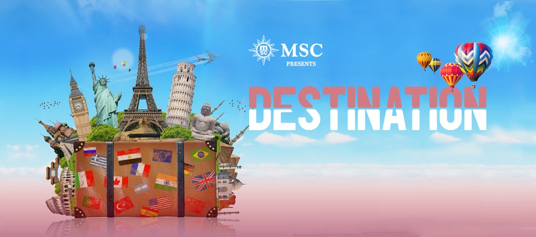 Colorful scene with animated characters and a castle beneath a blue sky for family entertainment | MSC Cruises