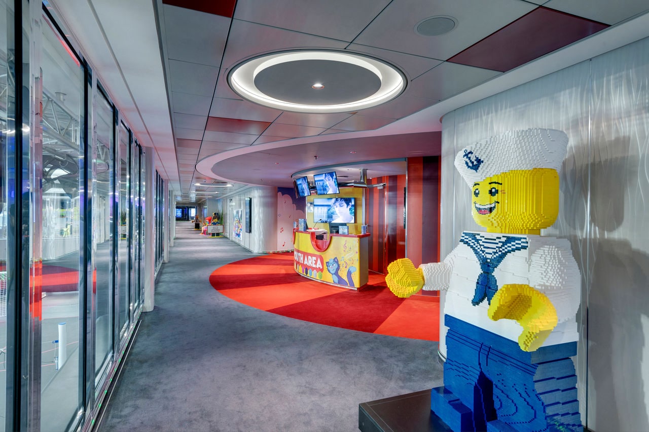 Youth area featuring LEGO mascot and entertainment on MSC Grandiosa | MSC Cruises