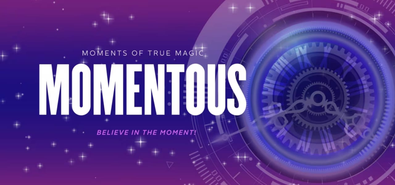 MOMENTOUS text with a blue circular design set against a purple background | MSC Cruises