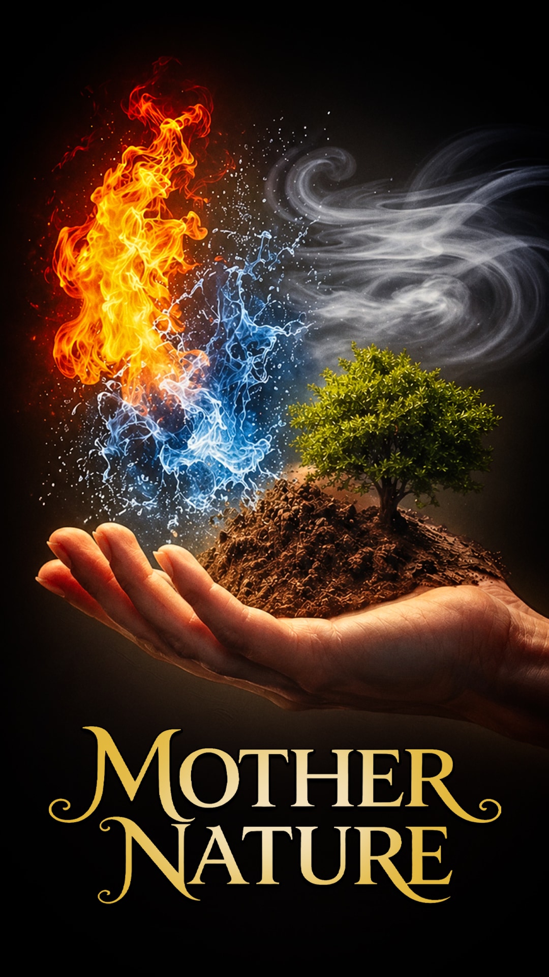 Fire, water, air and a tree unite in a hand, representing the essence of Mother Nature | MSC Cruises
