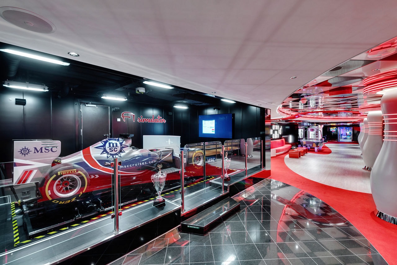 Formula 1 virtual simulator in the entertainment area of MSC Seaside | MSC Cruises