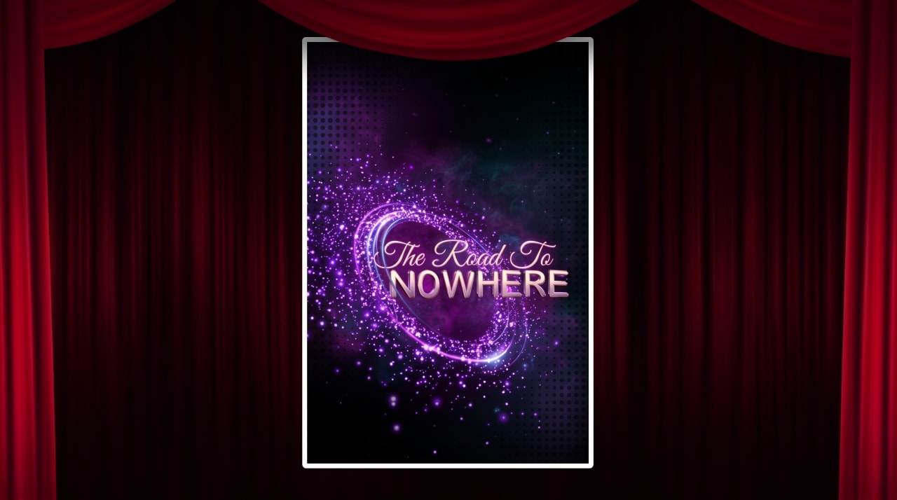 Road to Nowhere title displayed on a screen with purple lighting on a theater stage | MSC Cruises