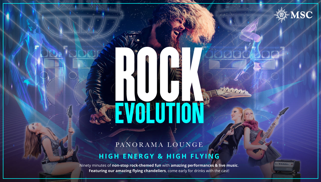 Rock Evolution show on MSC Cruises featuring vibrant lights and energetic stage performance | MSC Cruises