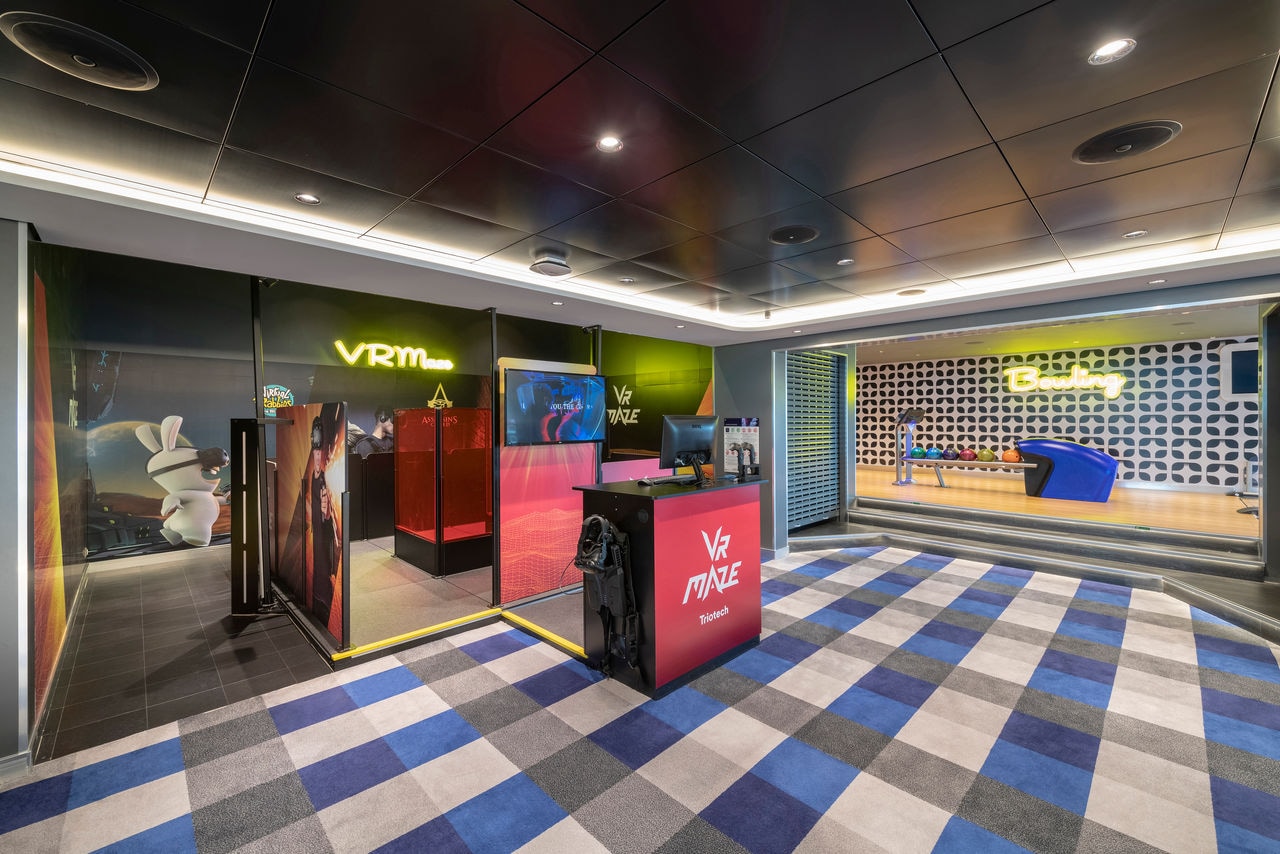 VR Maze and arcade games area with bowling alley on MSC Bellissima ship | MSC Cruises