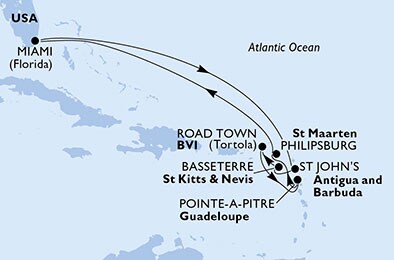 United States, Antigua and Barbuda, Saint Kitts and Nevis, Virgin Islands (British), Guadeloupe, St. Maarten