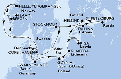 Germany, Poland, Lithuania, Latvia, Estonia, Russian Federation, Finland, Sweden, Denmark, Norway