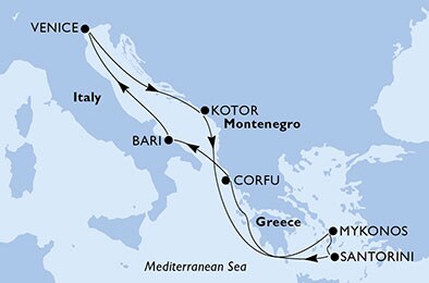 Italy, Montenegro, Greece