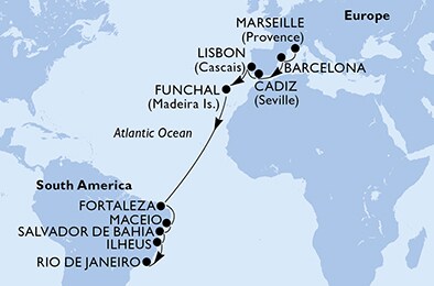 France, Spain, Portugal, Brazil