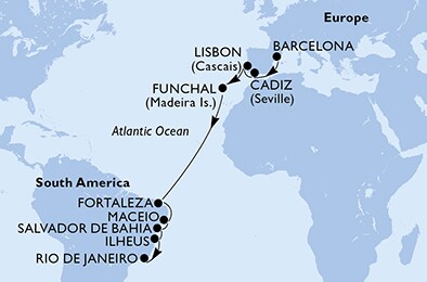 Spain, Portugal, Brazil