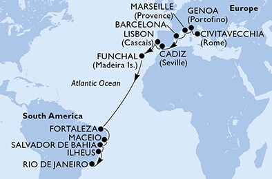 Italy, France, Spain, Portugal, Brazil