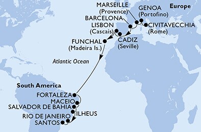 Italy, France, Spain, Portugal, Brazil