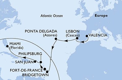 Spain, Portugal, Barbados, Martinique, St. Maarten, Puerto Rico, United States