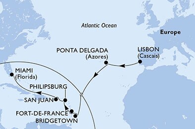 Portugal, Barbados, Martinique, St. Maarten, Puerto Rico, United States