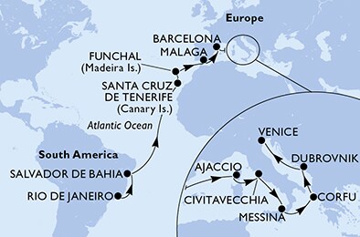 Brazil, Spain, Portugal, France, Italy, Greece, Croatia