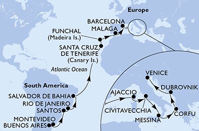 Uruguay, Argentina, Brazil, Spain, Portugal, France, Italy, Greece, Croatia