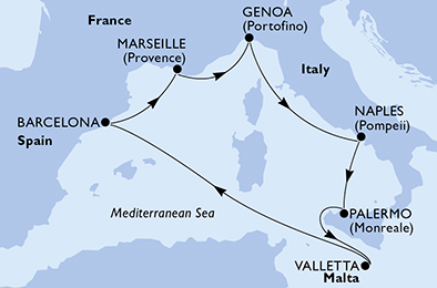 MSC Seaview – ruta Zapadni Mediteran